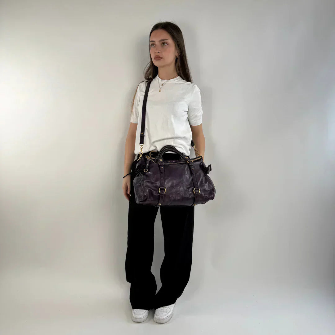 💎 Pre-owned Miu Miu handbag Vitello Satchel purple 💎