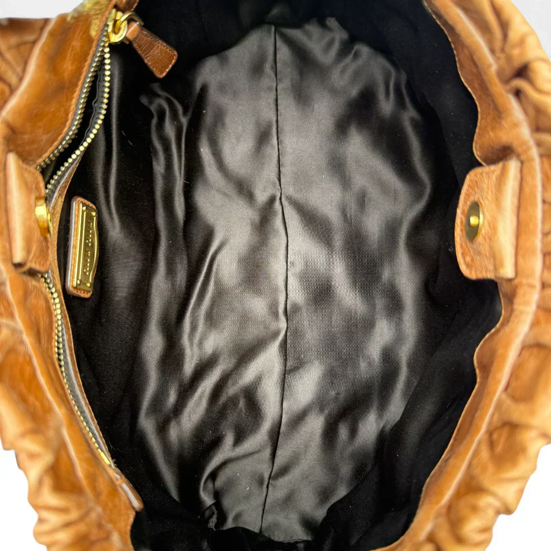 π Pre-owned Miu Miu handbag Vitello Lux with shoulder strap made of dark brown leather π