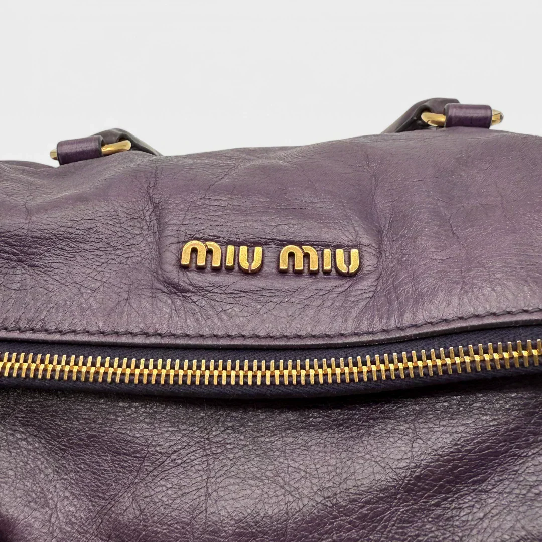 💎 Pre-owned Miu Miu handbag Vitello Satchel purple 💎