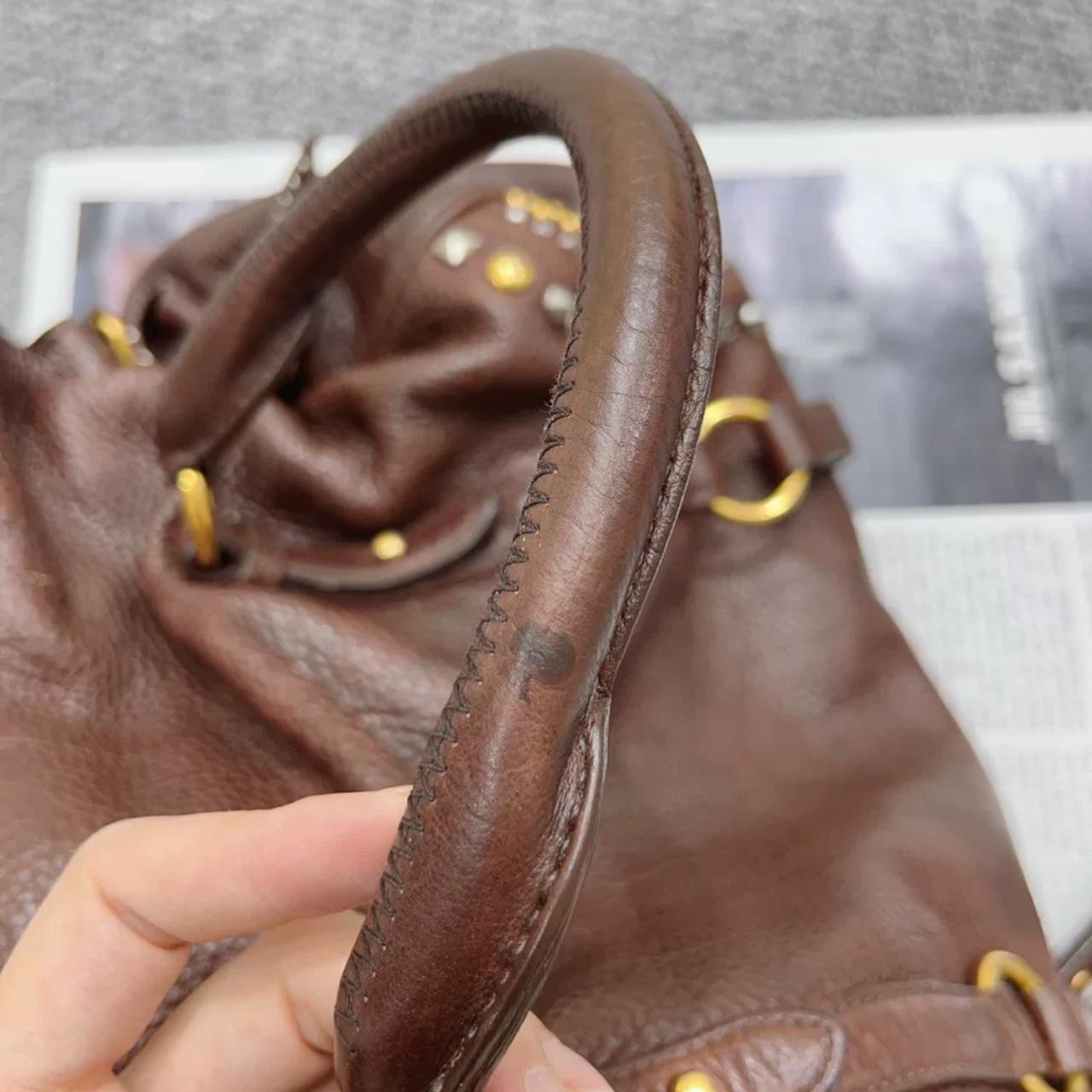 Vintage Miu Miu Brown Rivet Shoulder Bag