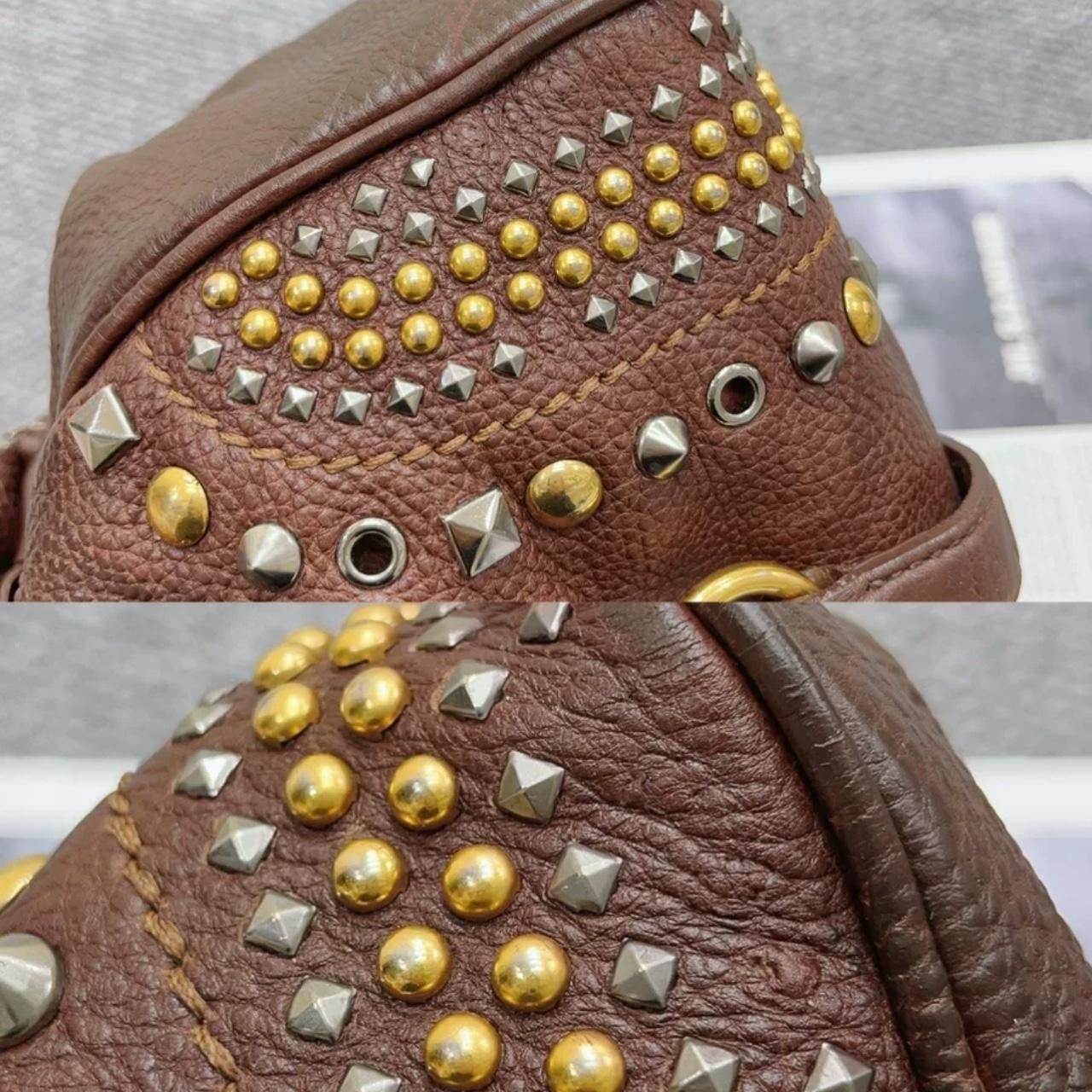 Vintage Miu Miu Brown Rivet Shoulder Bag