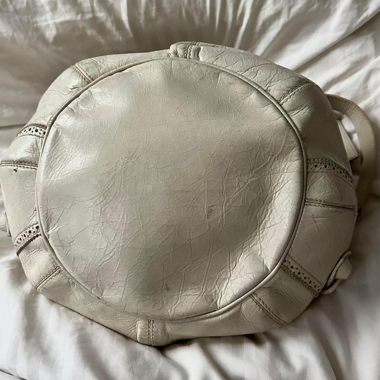 Vintage Balenciaga Pompon Bucket Bag – Cream Leather (2010s)