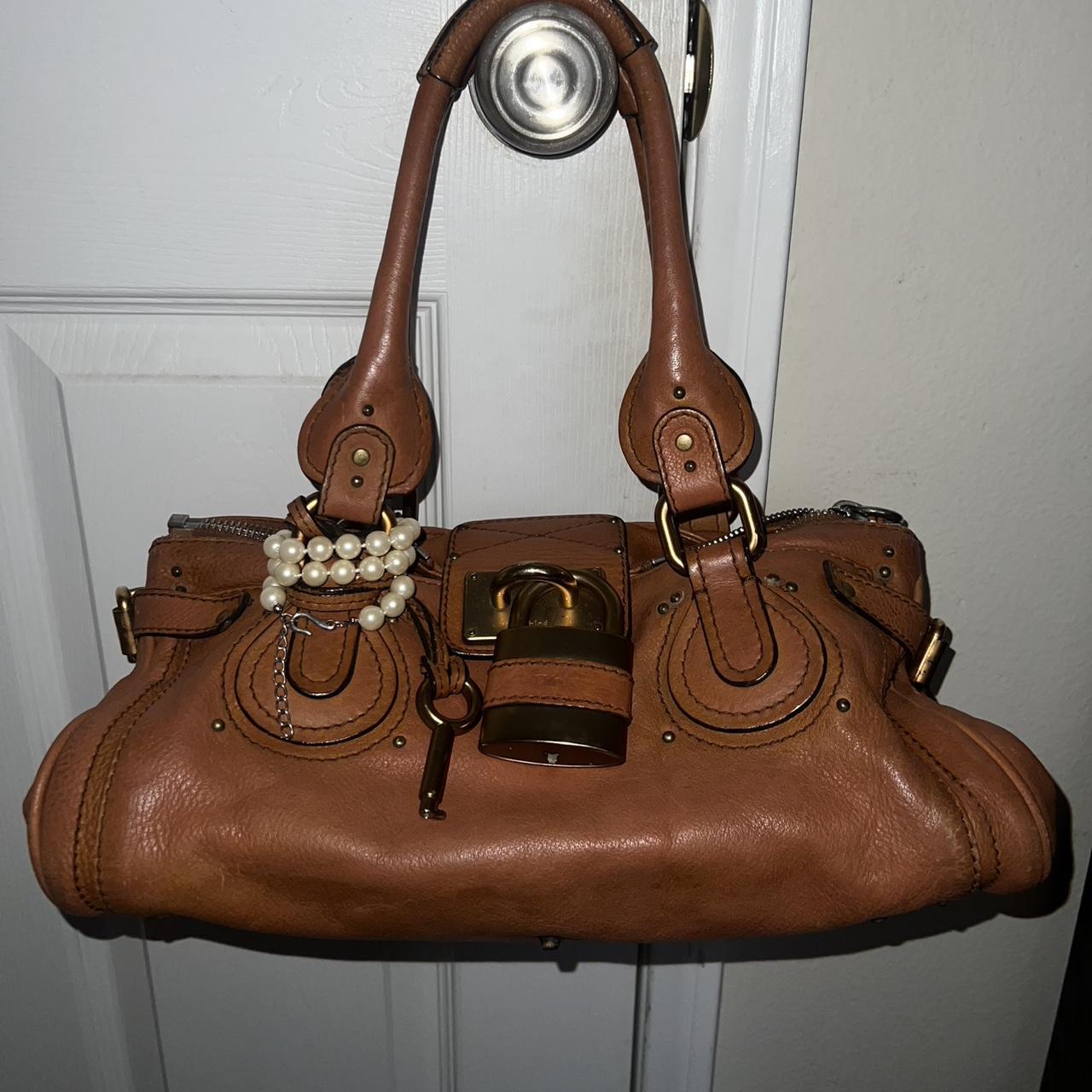 Authentic Chloé Paddington 2005 Cognac Brown Vintage Bag with Padlock and Key