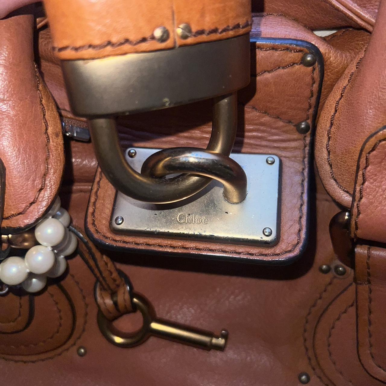 Authentic Chloé Paddington 2005 Cognac Brown Vintage Bag with Padlock and Key