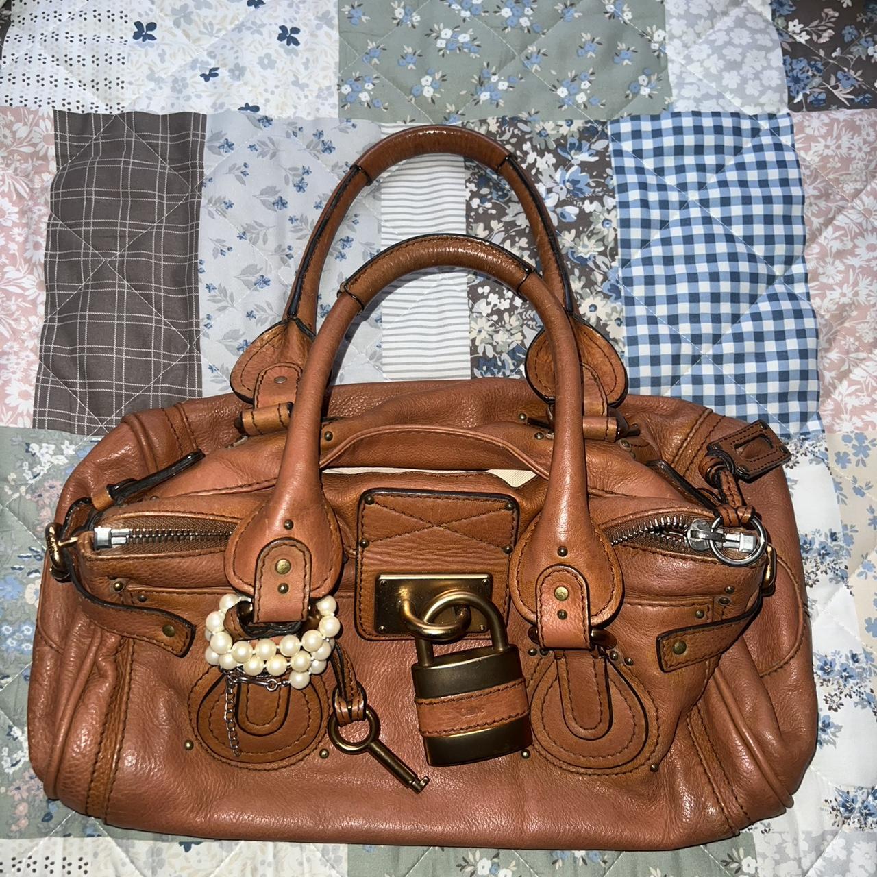 Authentic Chloé Paddington 2005 Cognac Brown Vintage Bag with Padlock and Key