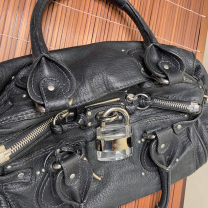 💎 Pre-owned CHLOÉ 2008 lambskin paddington with lucite x metal padlock 💎
