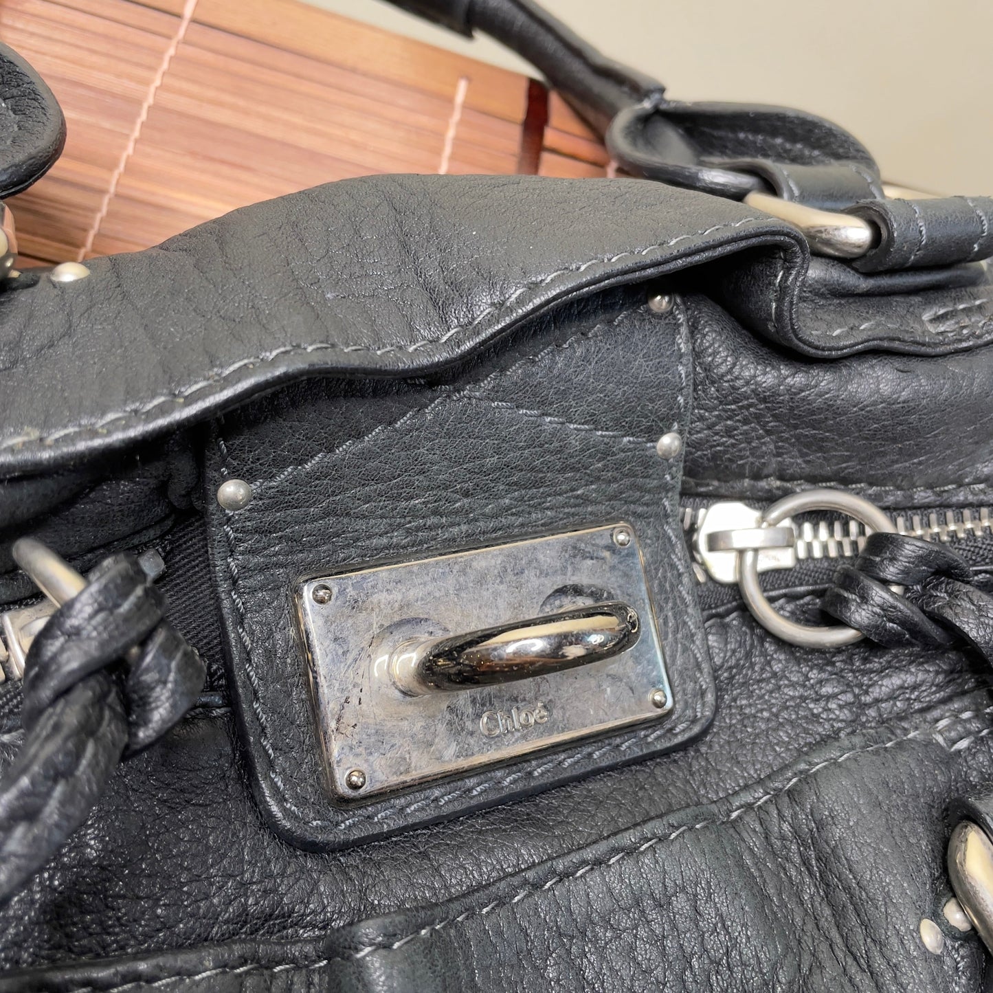 💎 Pre-owned CHLOÉ 2008 lambskin paddington with lucite x metal padlock 💎