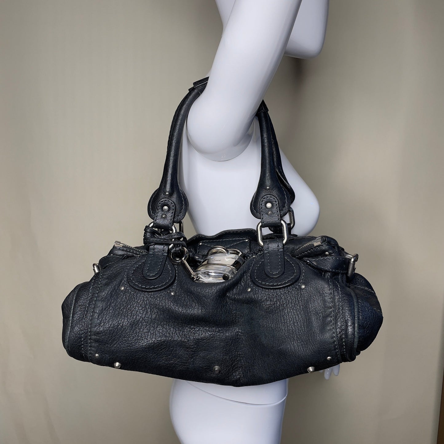 💎 Pre-owned CHLOÉ 2008 lambskin paddington with lucite x metal padlock 💎