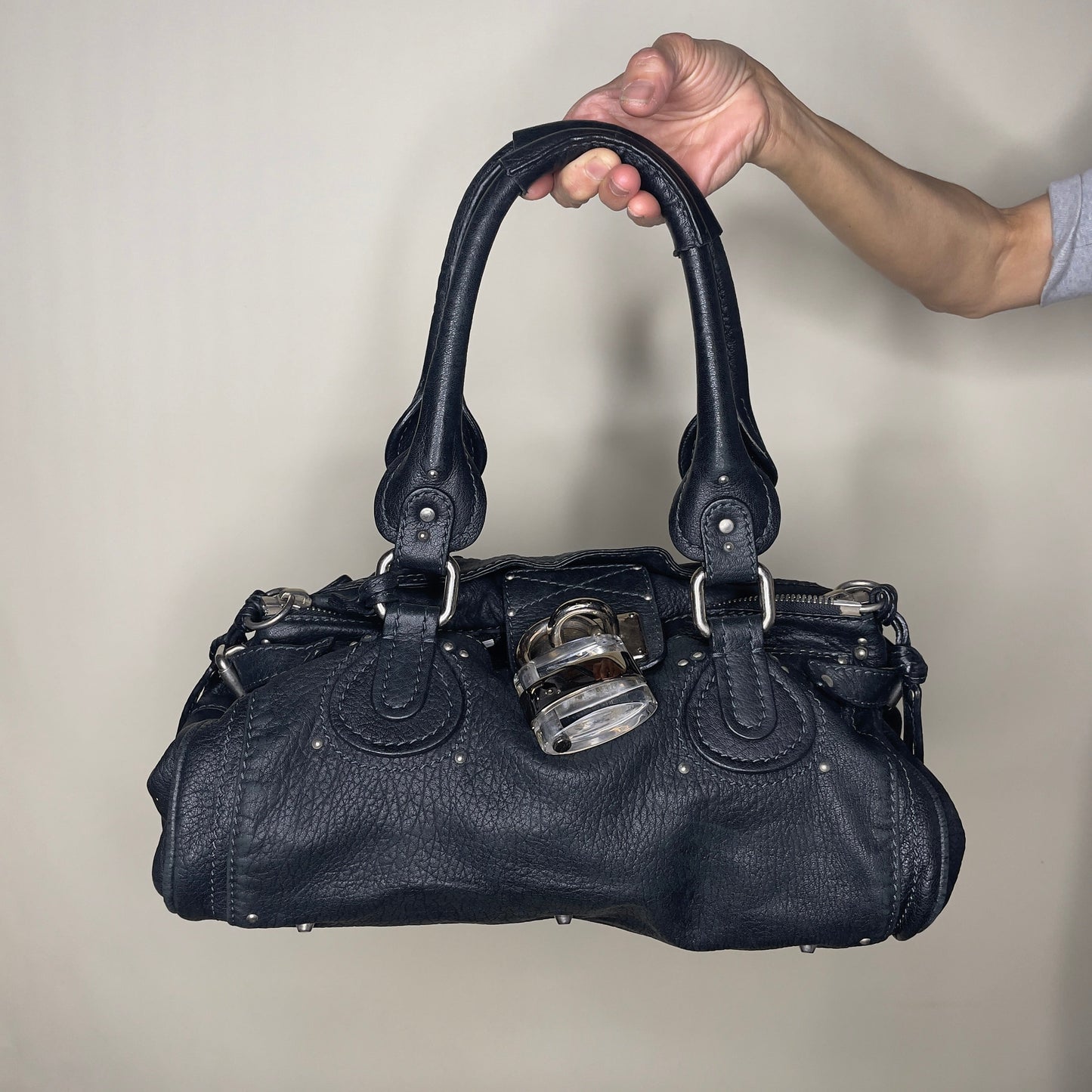 💎 Pre-owned CHLOÉ 2008 lambskin paddington with lucite x metal padlock 💎