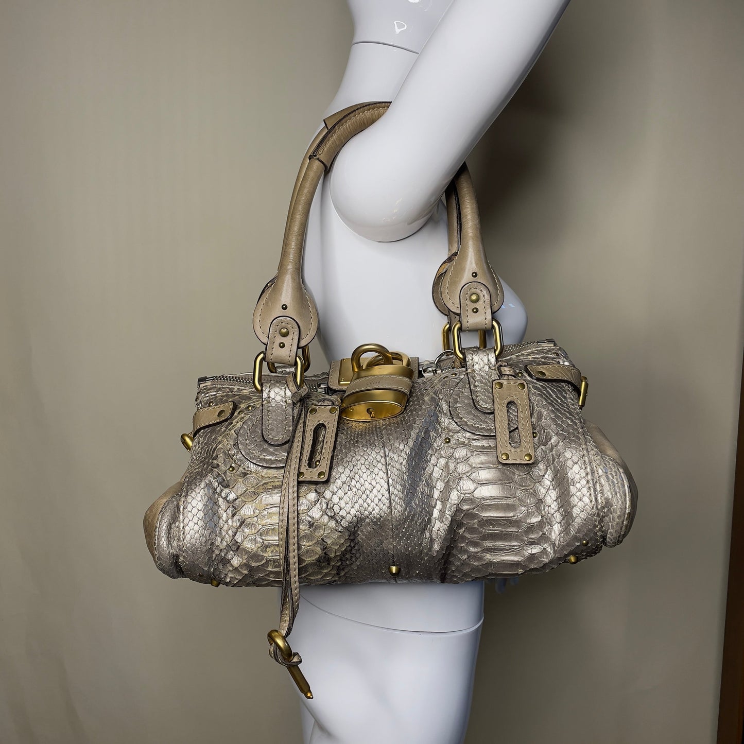 💎 Pre-owned CHLOÉ 2008 limited editon python paddington bag 💎