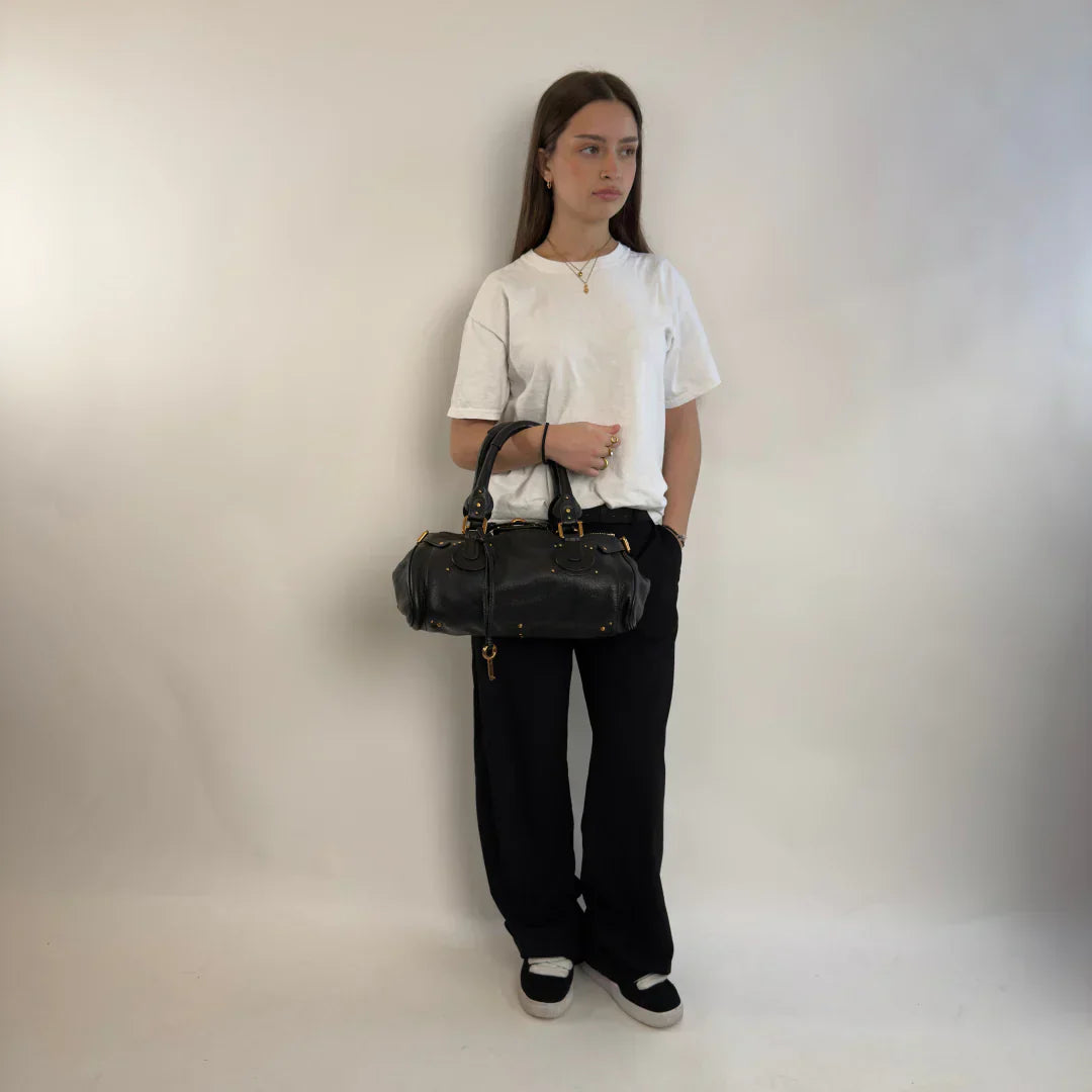 Chloé handbag Paddington gold hardware in black leather