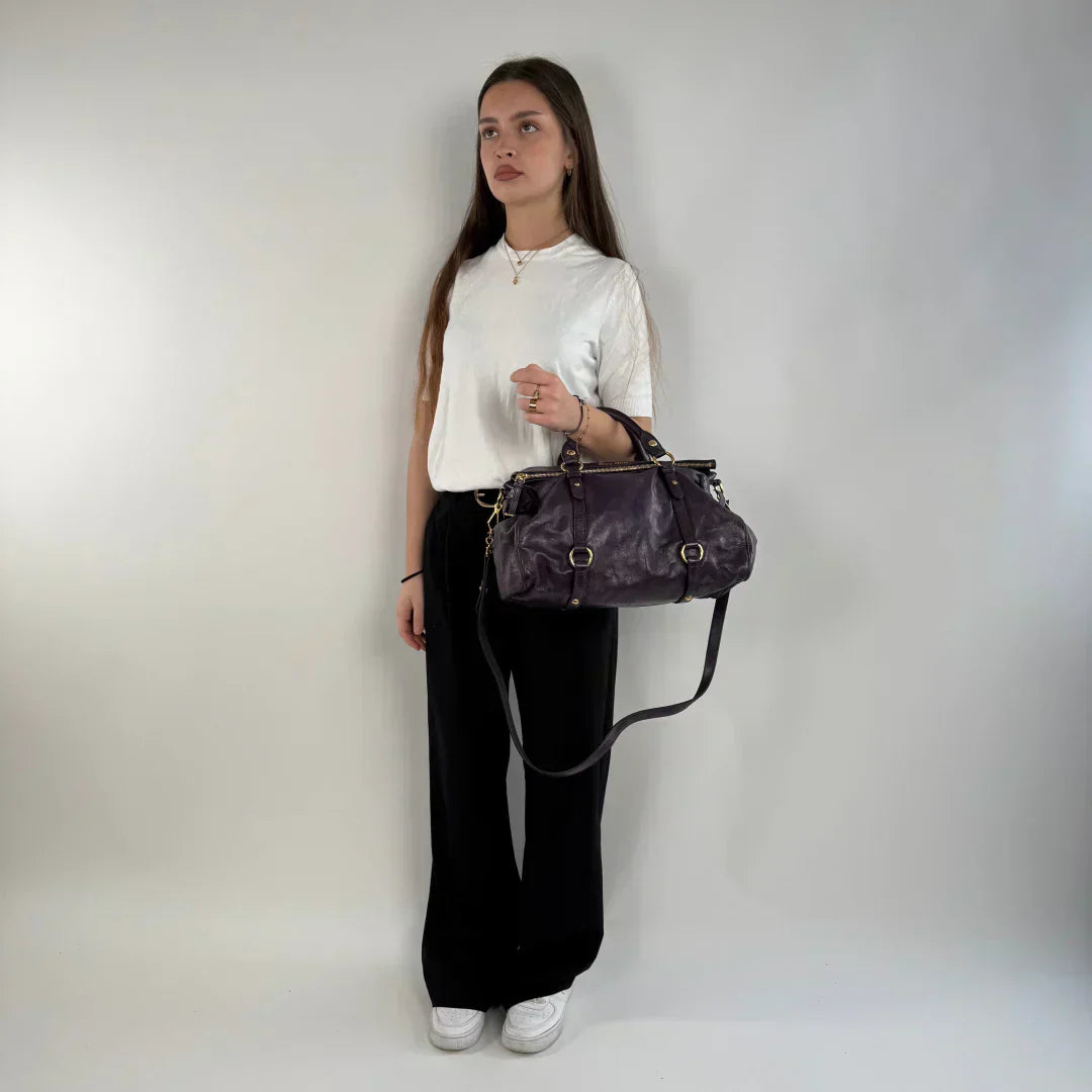 💎 Pre-owned Miu Miu handbag Vitello Satchel purple 💎