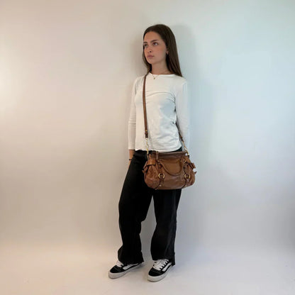 Miu Miu handbag Vitello Satchel small with shoulder strap made of brown leather