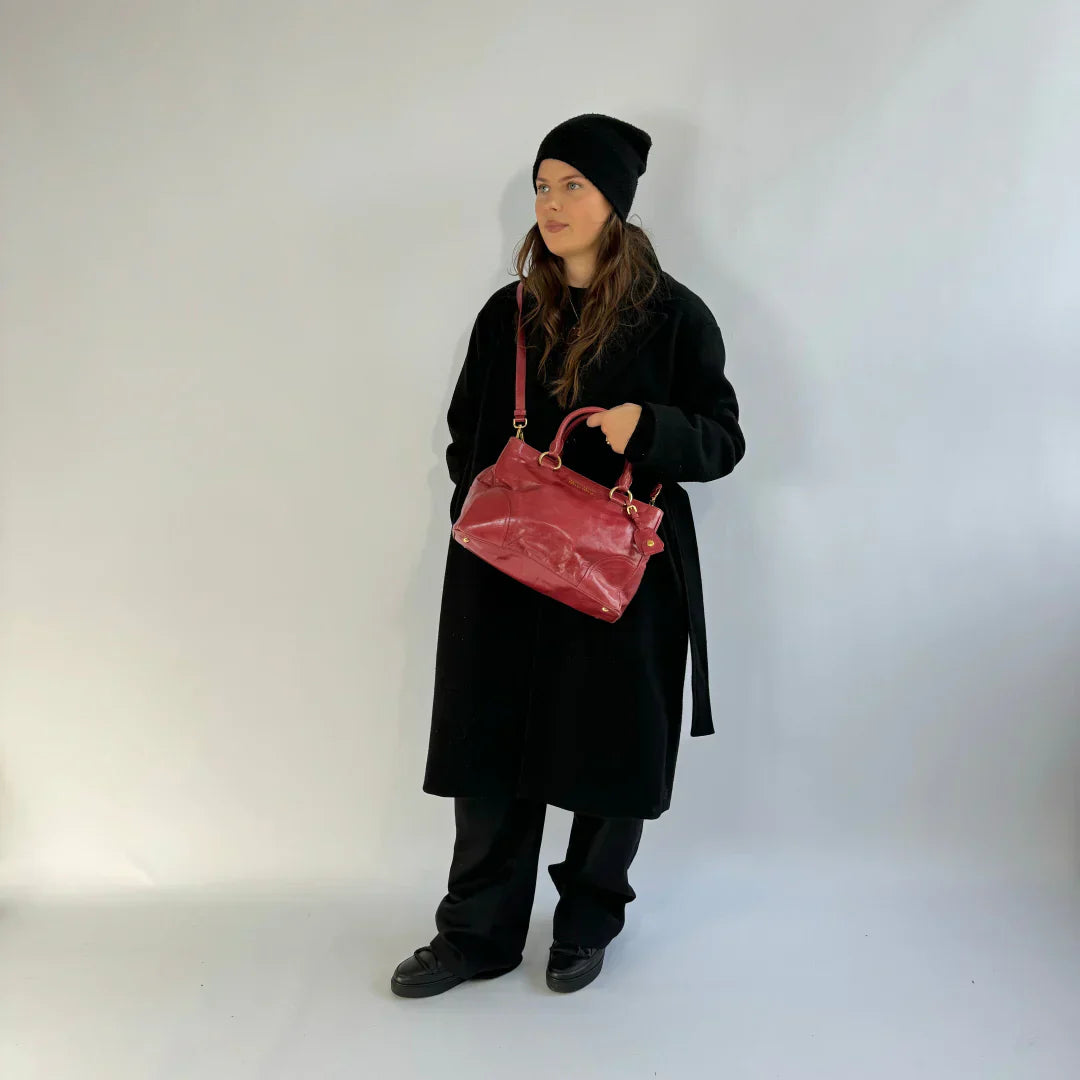 Miu Miu handbag Vitello Shine with shoulder strap made of red leather