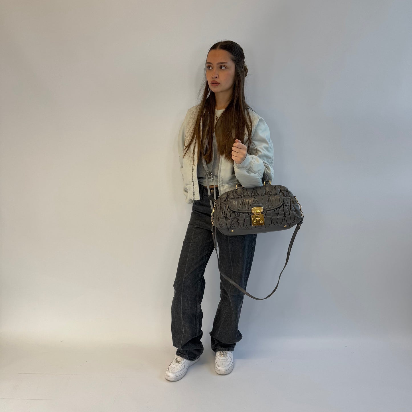 Miu Miu handbag elongated grey