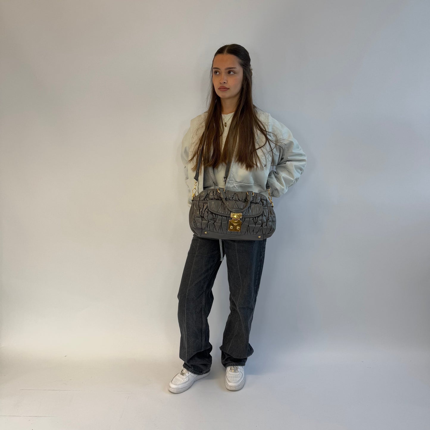 Miu Miu handbag elongated grey