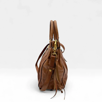 💎 Pre-owned Miu Miu handbag Vitello Lux with shoulder strap made of dark brown leather 💎