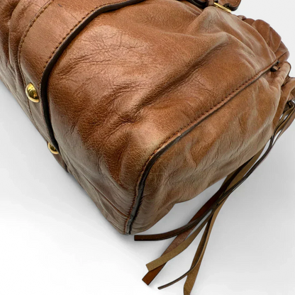💎 Pre-owned Miu Miu handbag Vitello Lux with shoulder strap made of dark brown leather 💎