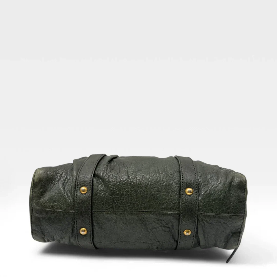 💎 Pre-owned Miu Miu Vitello Lux handbag with shoulder strap in dark green leather 💎