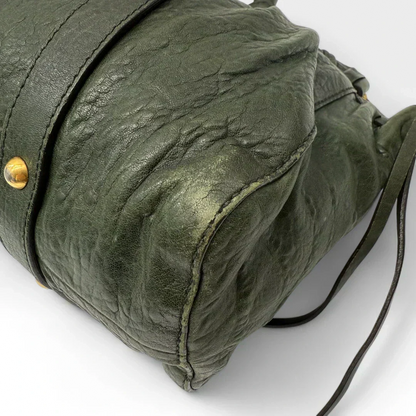 💎 Pre-owned Miu Miu Vitello Lux handbag with shoulder strap in dark green leather 💎