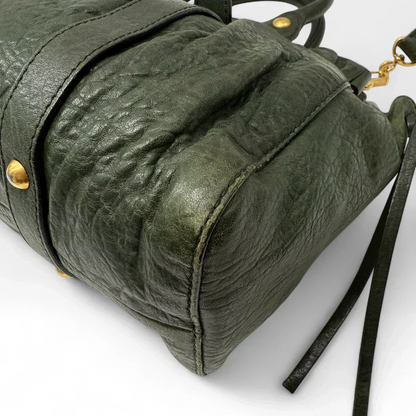 💎 Pre-owned Miu Miu Vitello Lux handbag with shoulder strap in dark green leather 💎