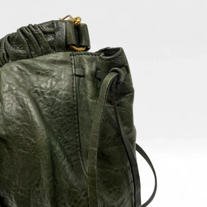 💎 Pre-owned Miu Miu Vitello Lux handbag with shoulder strap in dark green leather 💎