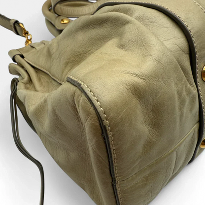💎 Pre-owned Miu Miu handbag Vitello Lux with shoulder strap made of beige leather 💎