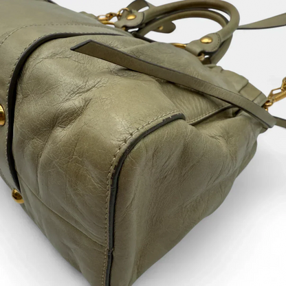 💎 Pre-owned Miu Miu handbag Vitello Lux with shoulder strap made of beige leather 💎
