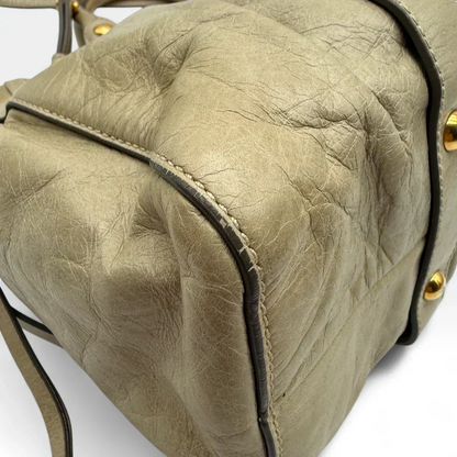 💎 Pre-owned Miu Miu handbag Vitello Lux with shoulder strap made of beige leather 💎