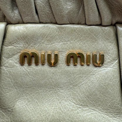 💎 Pre-owned Miu Miu handbag Vitello Lux with shoulder strap made of beige leather 💎