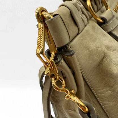 💎 Pre-owned Miu Miu handbag Vitello Lux with shoulder strap made of beige leather 💎