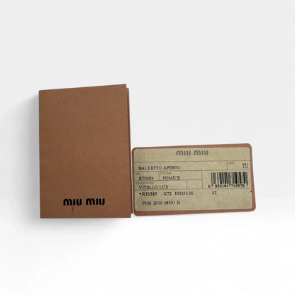 💎 Pre-owned Miu Miu handbag Vitello Lux with shoulder strap made of beige leather 💎