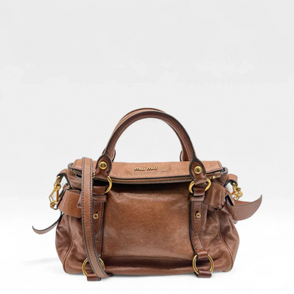 Miu Miu handbag Vitello Satchel small with shoulder strap made of brown leather