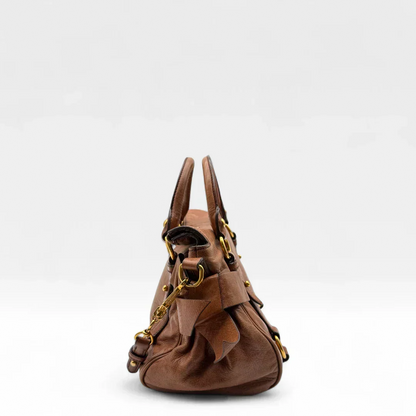 Miu Miu handbag Vitello Satchel small with shoulder strap made of brown leather