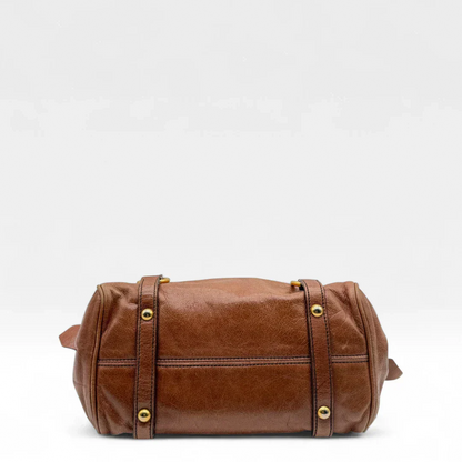 Miu Miu handbag Vitello Satchel small with shoulder strap made of brown leather