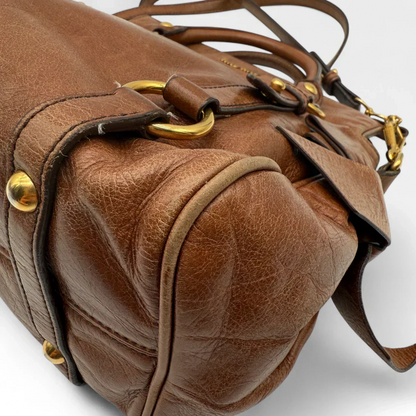 Miu Miu handbag Vitello Satchel small with shoulder strap made of brown leather