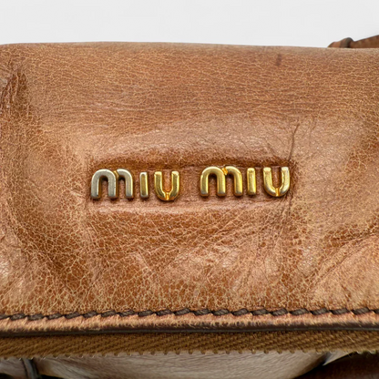 Miu Miu handbag Vitello Satchel small with shoulder strap made of brown leather