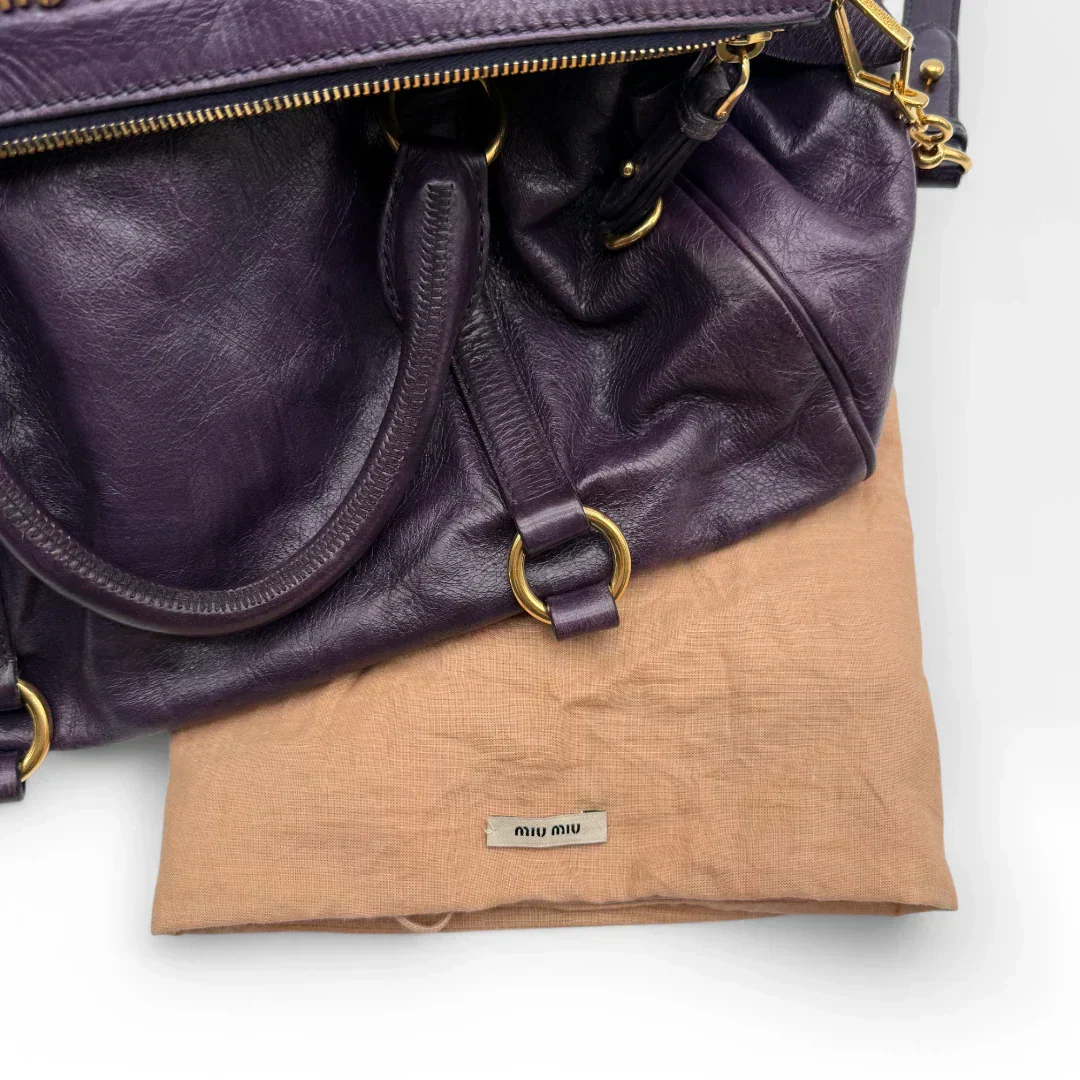 💎 Pre-owned Miu Miu handbag Vitello Satchel purple 💎