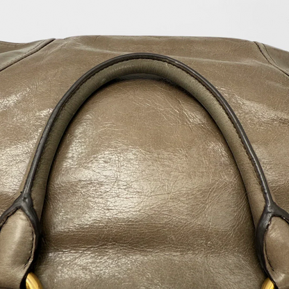 Miu Miu Vitello Shine handbag with shoulder strap in grey leather