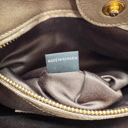Miu Miu Vitello Shine handbag with shoulder strap in grey leather