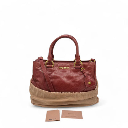 Miu Miu handbag Vitello Shine with shoulder strap made of red leather