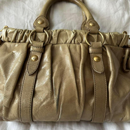 Miu Miu Vitello Shine Sabbia Bag