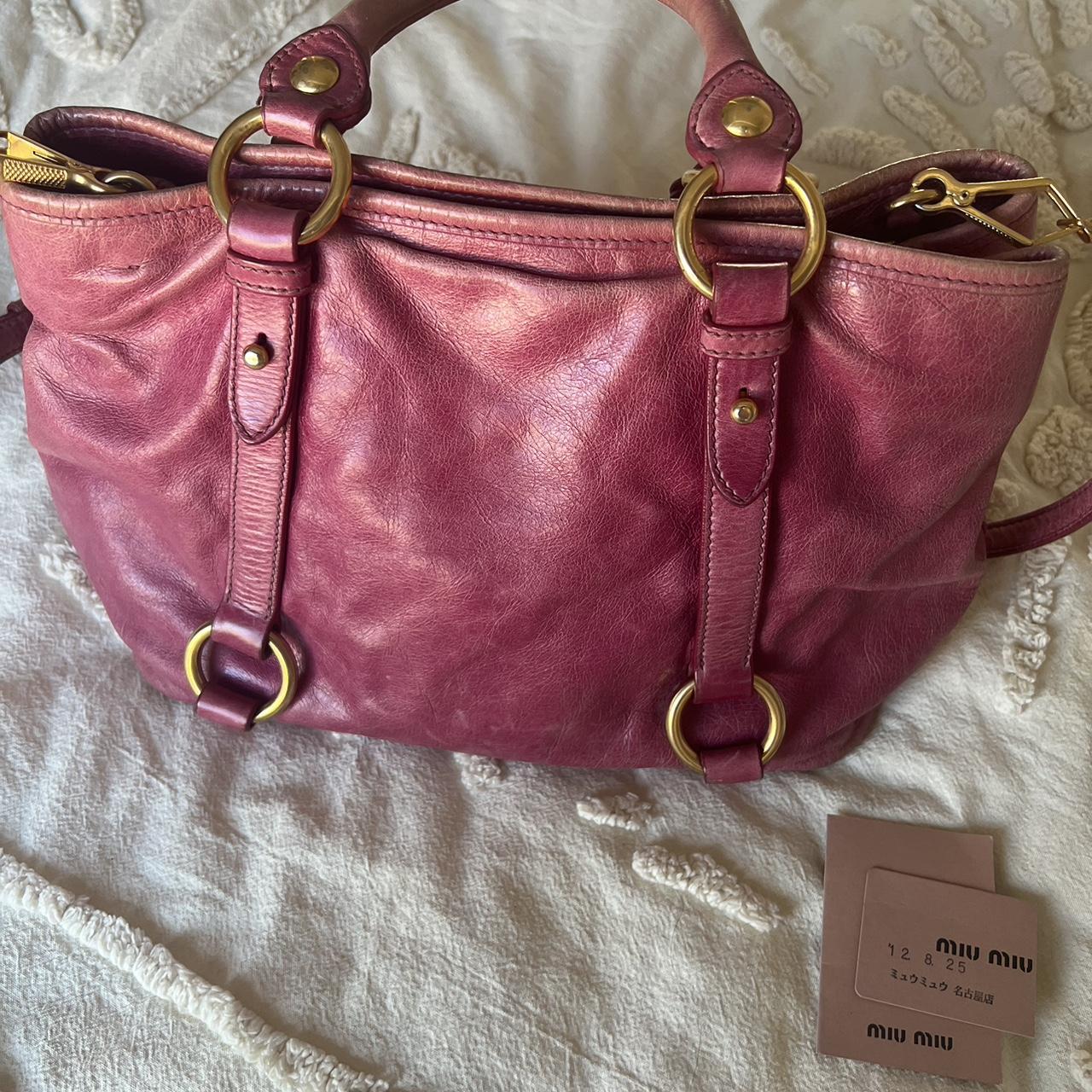 Authentic Miu Miu Pink Leather Bag – Gold Hardware, Removable Strap