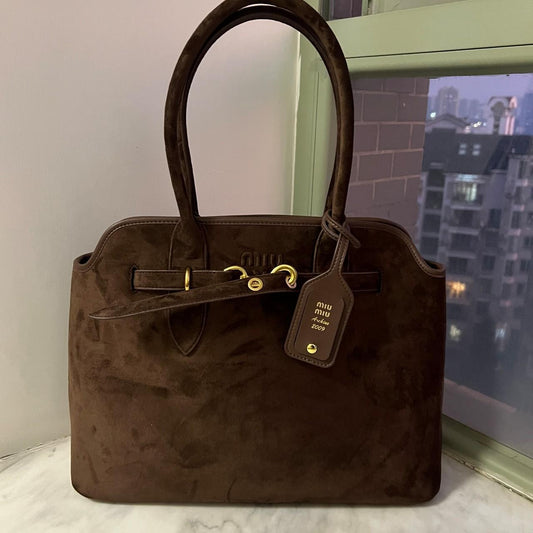 Authentic Miu Miu Large Brown Suede Tote Streetwear Vintage Like New