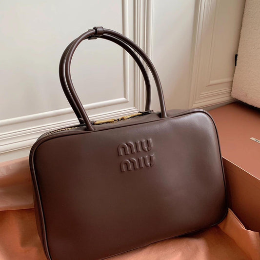 Authentic Miu Miu Brown Leather Bag Retro Y2K 00s Custom Like New