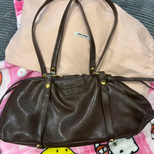 Authentic Miu Miu Brown Leather Bag Excellent Condition