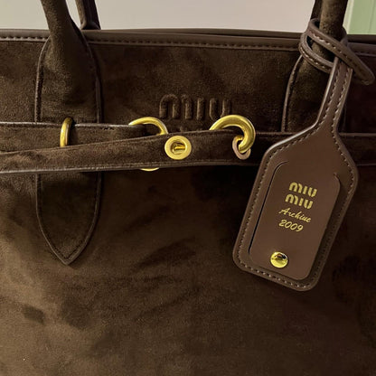 Authentic Miu Miu Large Brown Suede Tote Streetwear Vintage Like New