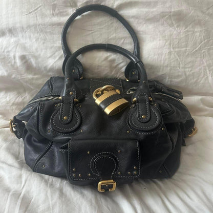 Vintage Chloé Paddington Bag – Black Leather with Gold Hardware (2000s/2010s)