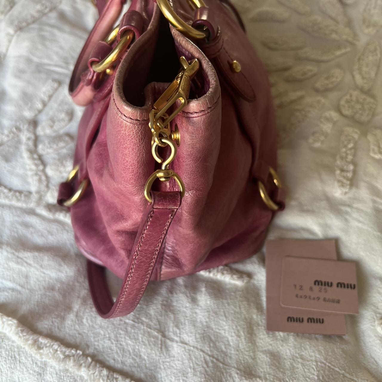 Authentic Miu Miu Pink Leather Bag – Gold Hardware, Removable Strap