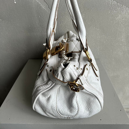 Iconic Chloé Paddington Bag in white leather